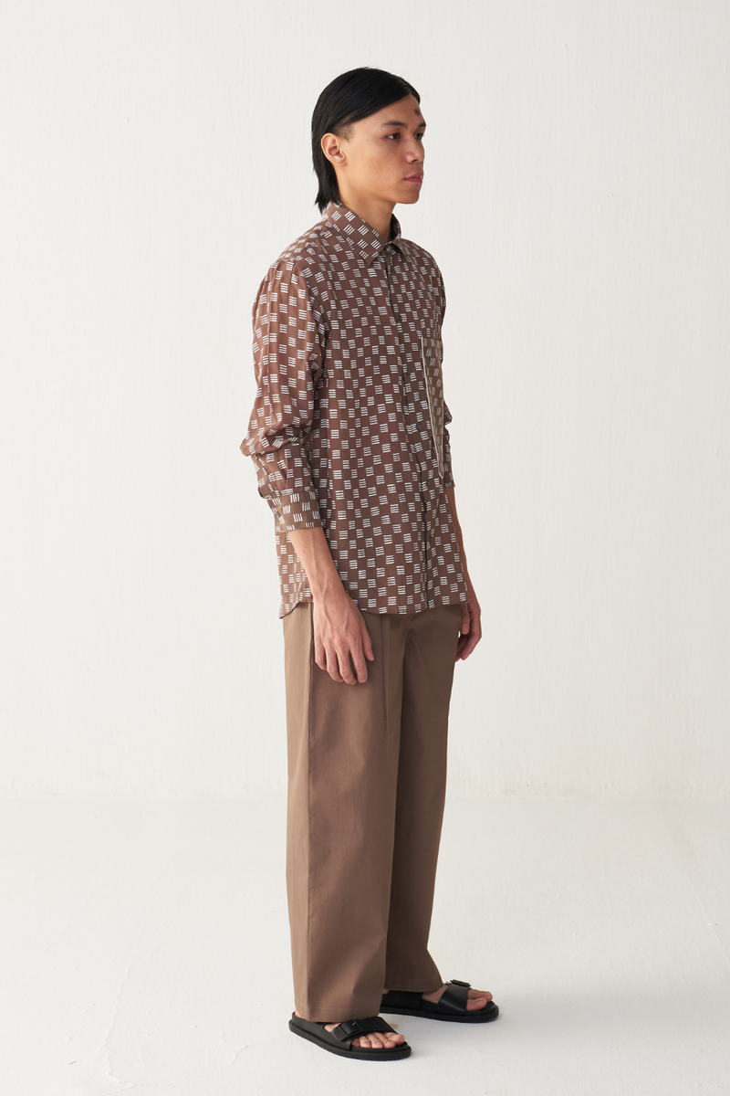 ALL OVER BRICK PRINT SHIRT silk by THREE Men for men in Singapore