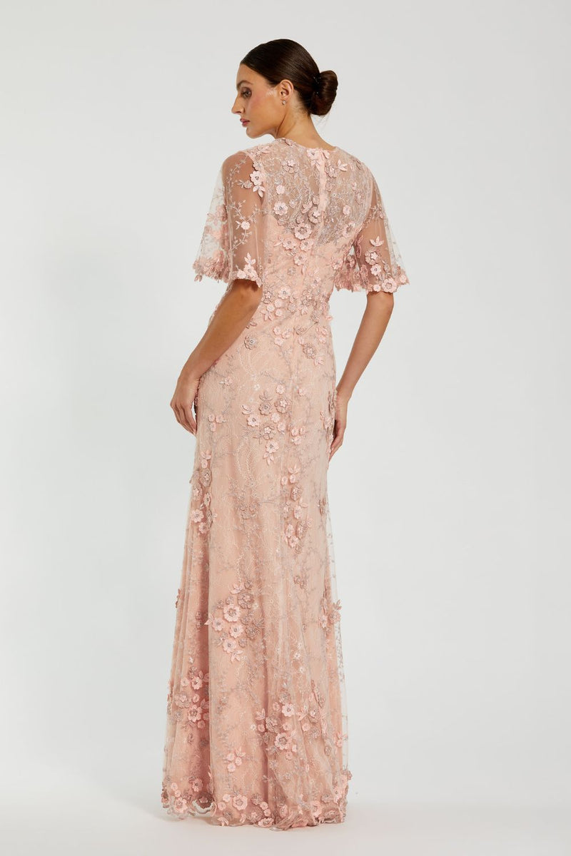 68810-Floral Embroidered Net Gown-Rose by Mac Duggal for women in Singapore