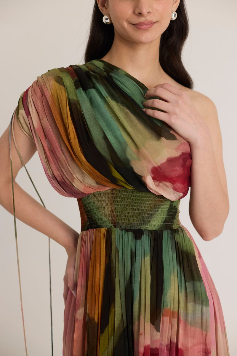TILLY ONE SHOULDER DRESS mul by Yam in multi color for women in Singapore