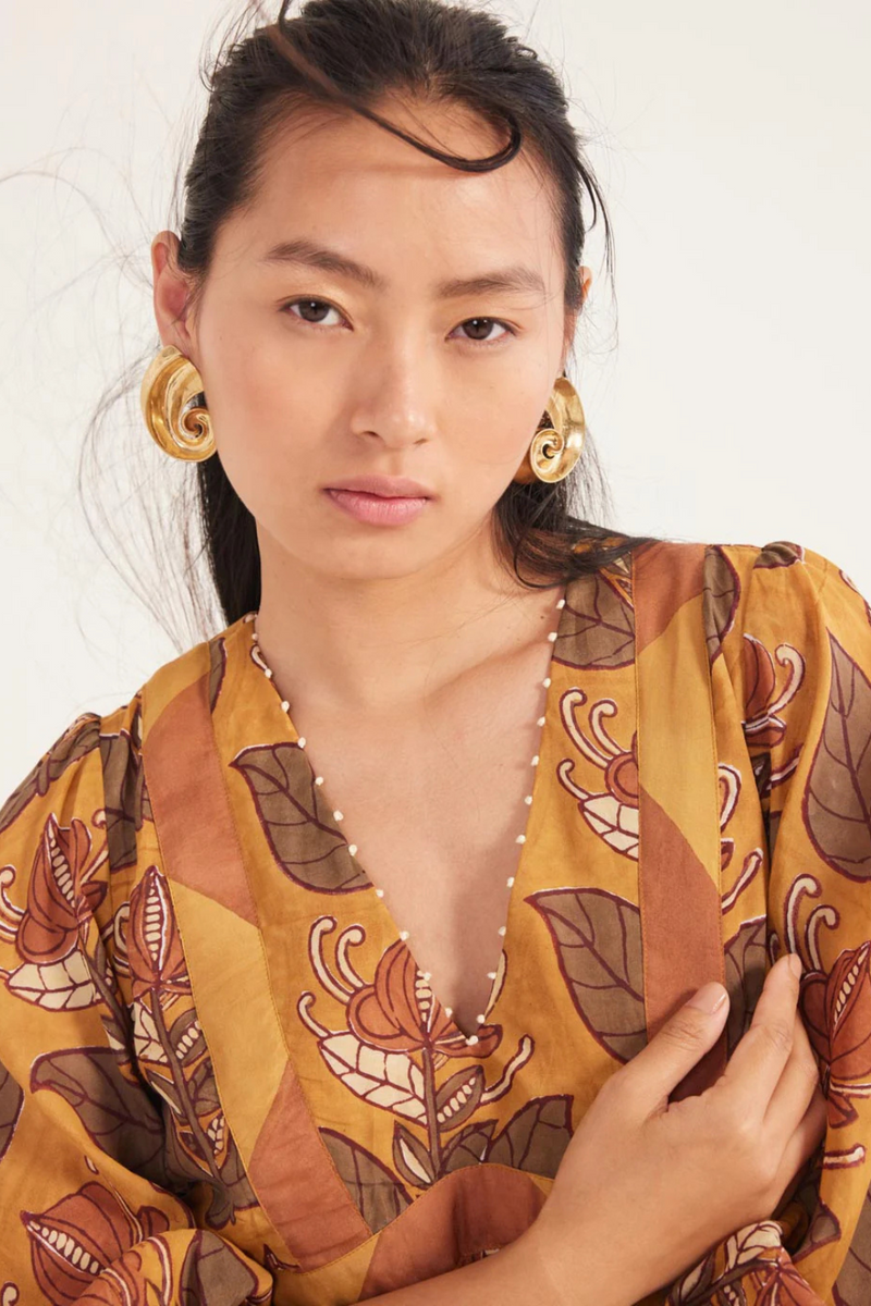 Dani Peasant Dress silk by JodiLife for women in Singapore