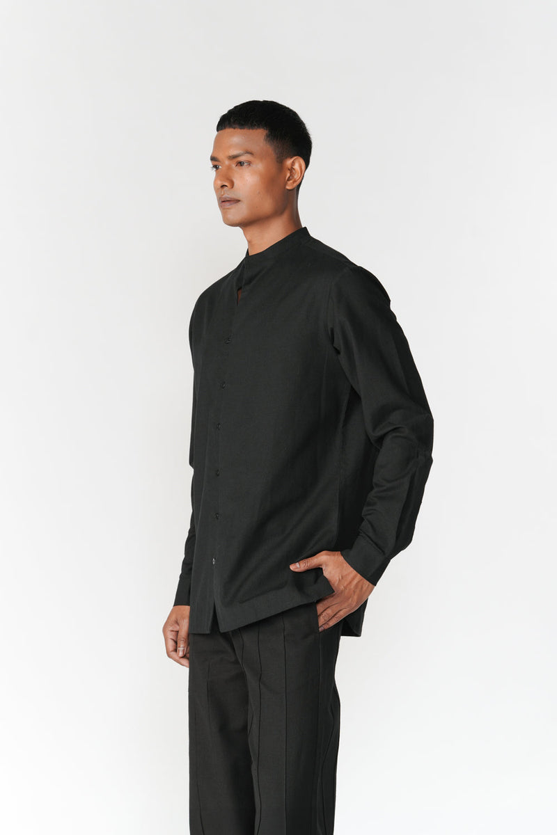 Relaxed Cotton Shirt top/shirt by Turn Black in black for men in Singapore