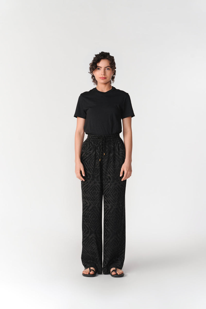 Jacquard Trousers pant/trouser by Turn Black in black for women in Singapore