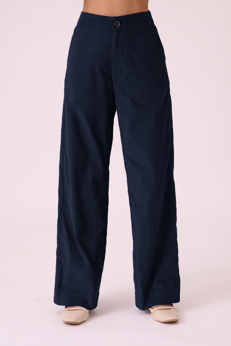 Hatchi Blue Corduroy Pants corduroy by The Summer House in blue color for women in Singapore