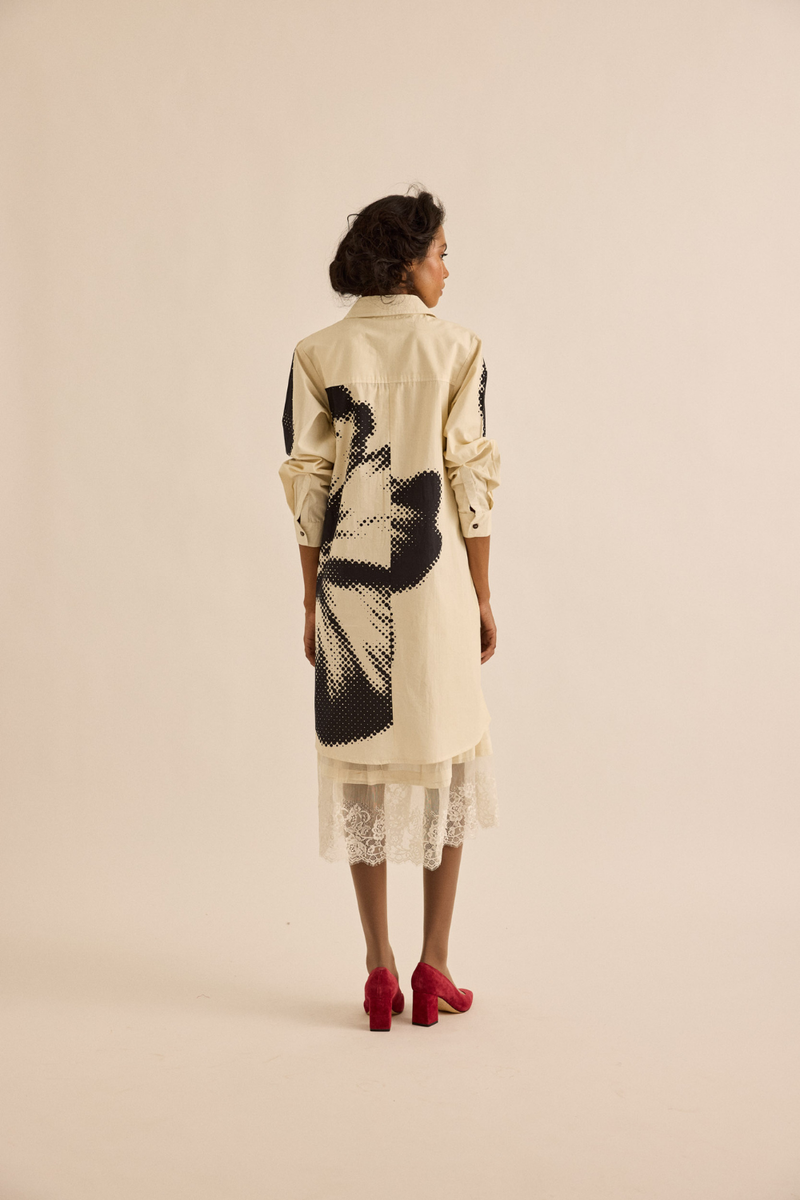Baccara Shirt Dress poplin dress by Khara Kapas in off-white for women in Singapore
