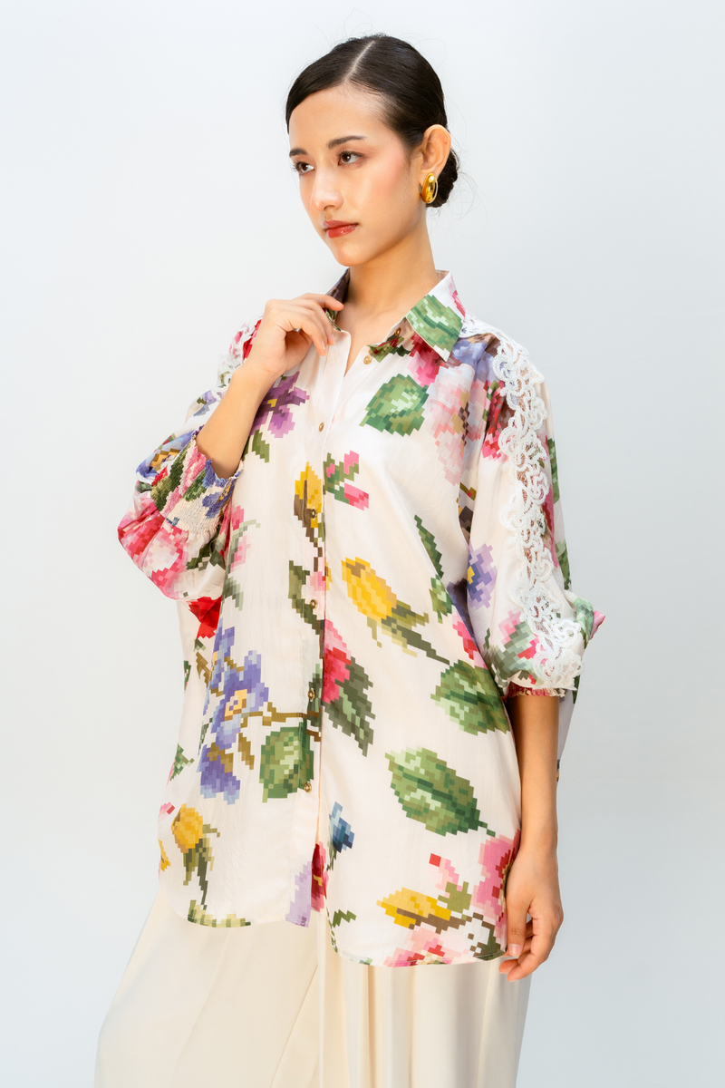 LILAC DRIFT SHIRT silk top/shirt by Ode to Odd in multi for women in Singapore