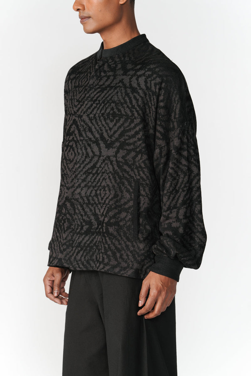 Jacquard Short Jacket jacket/overlay by Turn Black in black for men in Singapore