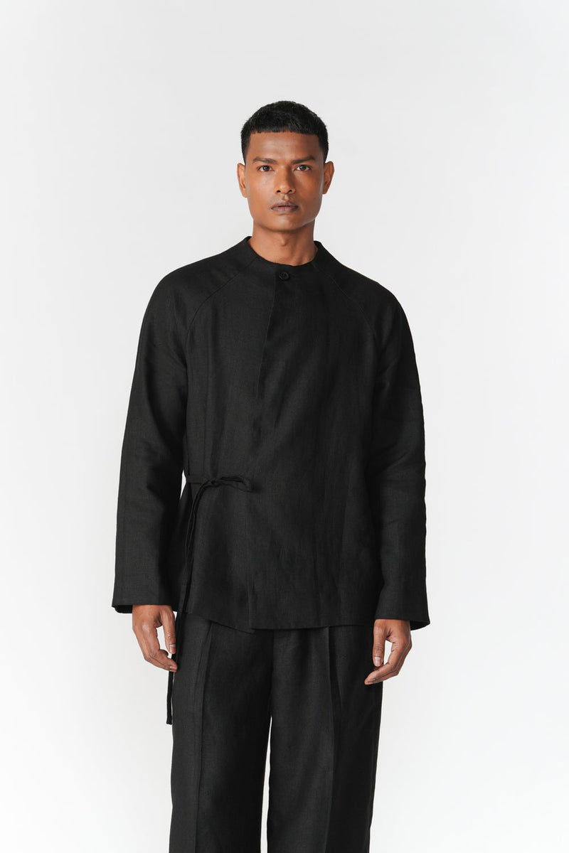 Overlapping Front Panel Jacket jacket/overlay by Turn Black in black for men in Singapore