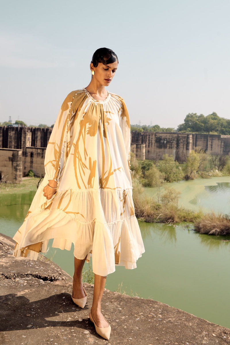 Canary dress cotton by Khara Kapas in white for women in Singapore