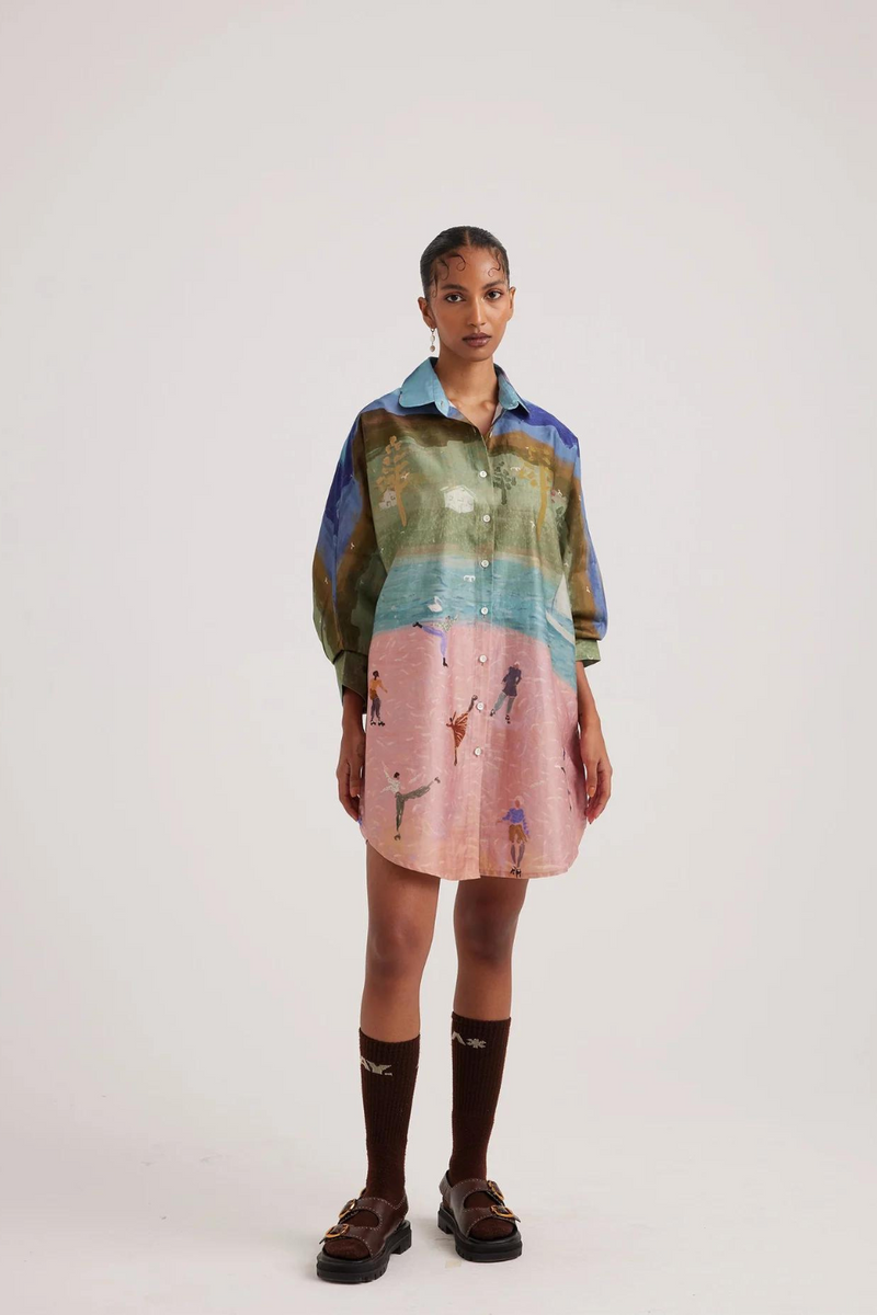 Como Long Shirt-Skater satin by CORD for women in Singapore