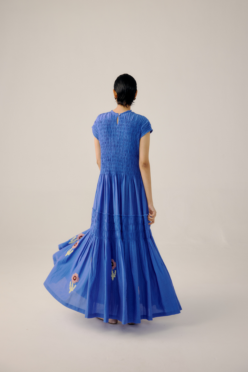 July Dress - Electric Blue linen by CORD in blue for women in Singapore