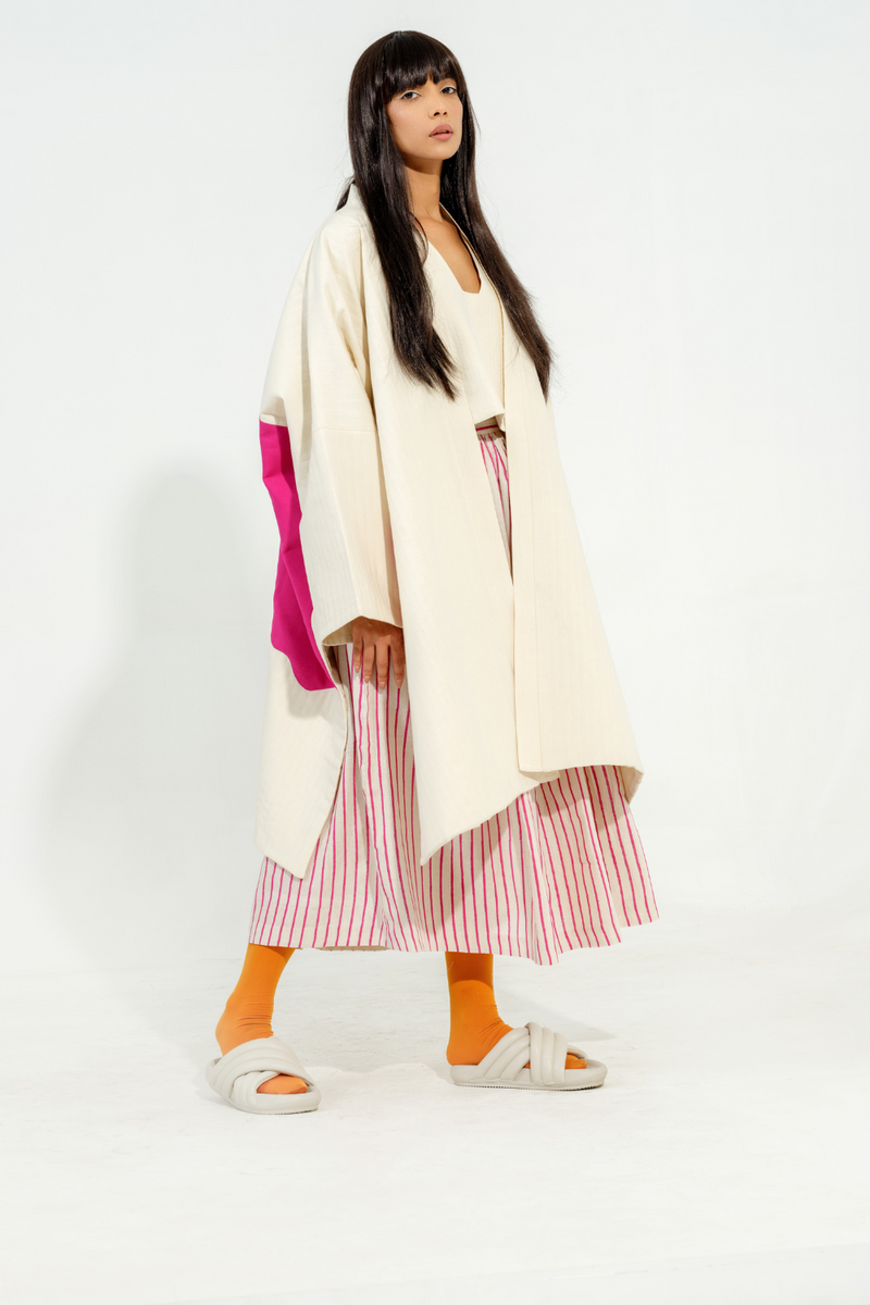 Shitake Jacket cotton matty jackets and overlays by Stoique in natural, pink for women in Singapore
