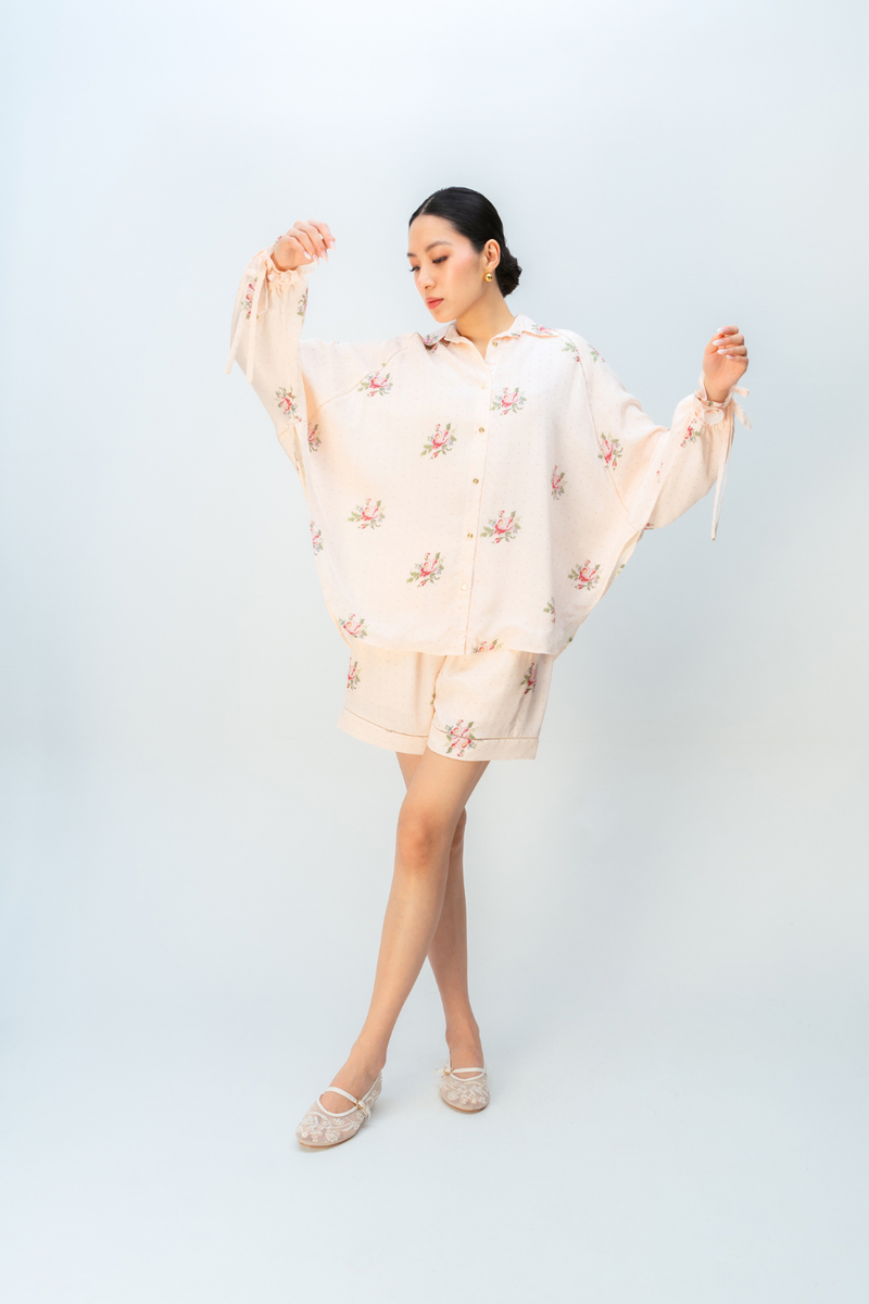 ALMOND DAZE CO-ORD SET crepe co-ord set by Ode to Odd in blush pink for women in Singapore