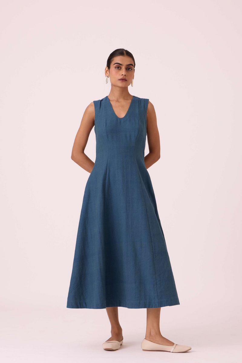 Emy Blue Handwoven Dress cotton by The Summer House in pink color for women in Singapore
