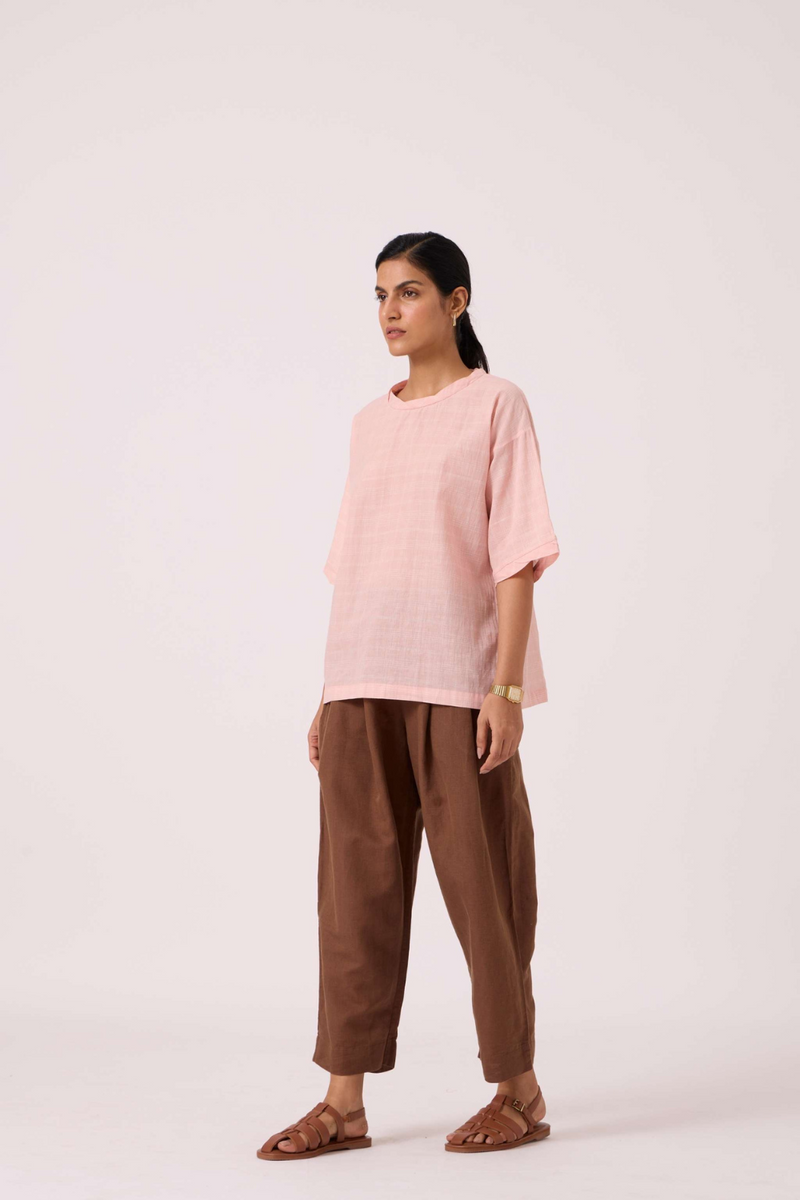 Laurie Pink Handwoven Top cotton by The Summer House in blue color for women in Singapore