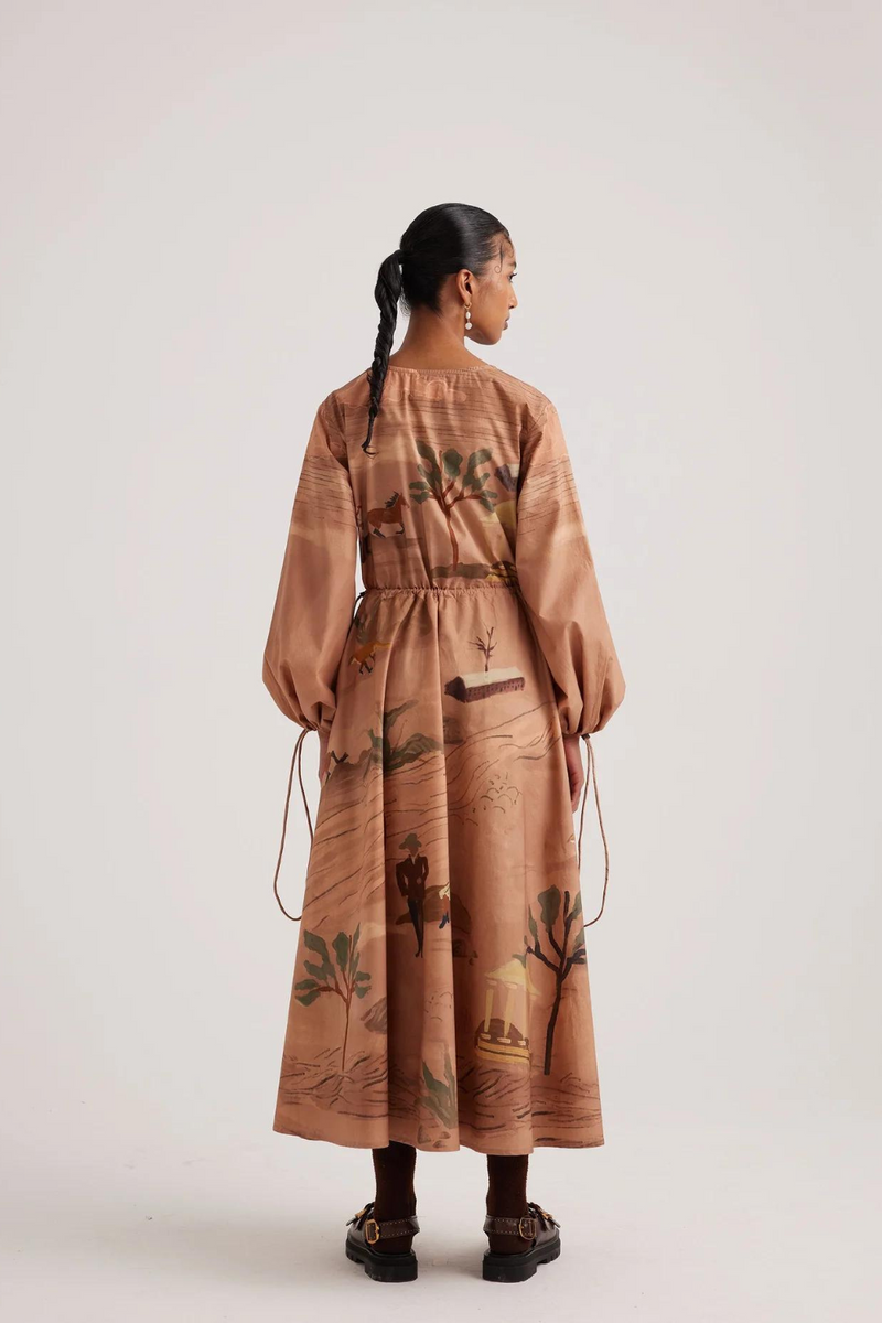 Drawstring Dress-Derby satin by CORD for women in Singapore