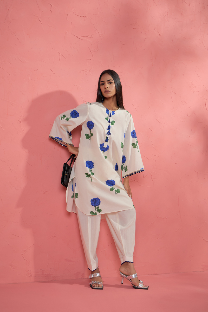 Fi Rose Set 4 cotton cambric light kurta set by AAVIDI in multicolor for women in Singapore