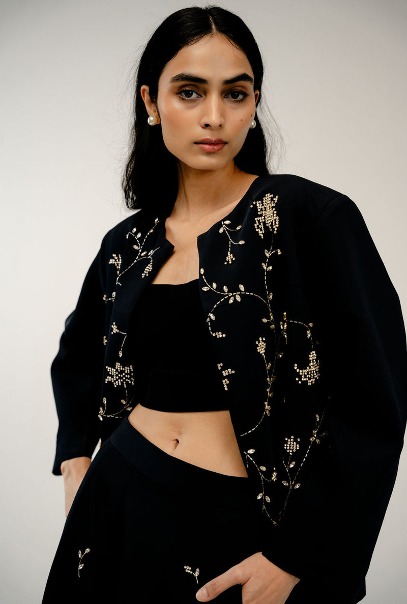 Old Pages Set japanese crepe co-ord set by Ode to Odd in black for women in Singapore