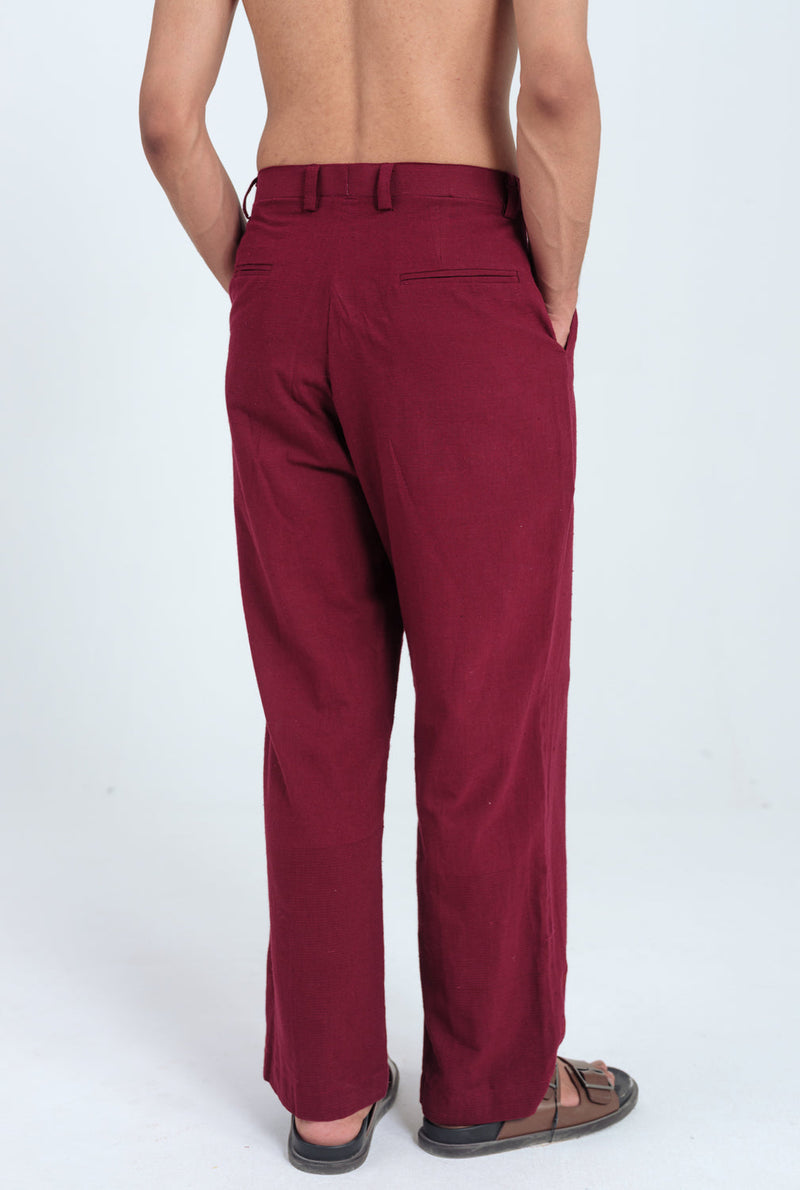Kuhu Handloom Trouser kala cotton pant/trouser by Jodi Men in red for men in Singapore