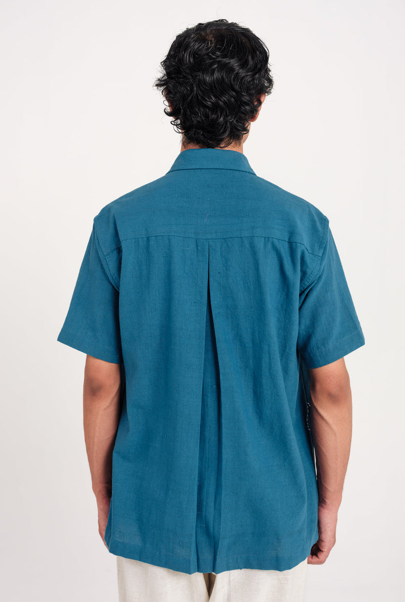 Ether Handloom Men Shirt kala cotton shirt by Jodi Men in blue for men in Singapore