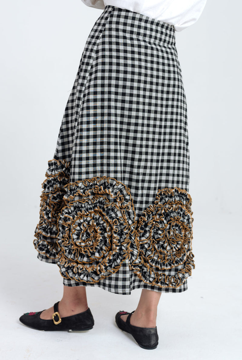 Groove Handloom Skirt handwoven cotton skirt by JodiLife in black, white for women in Singapore