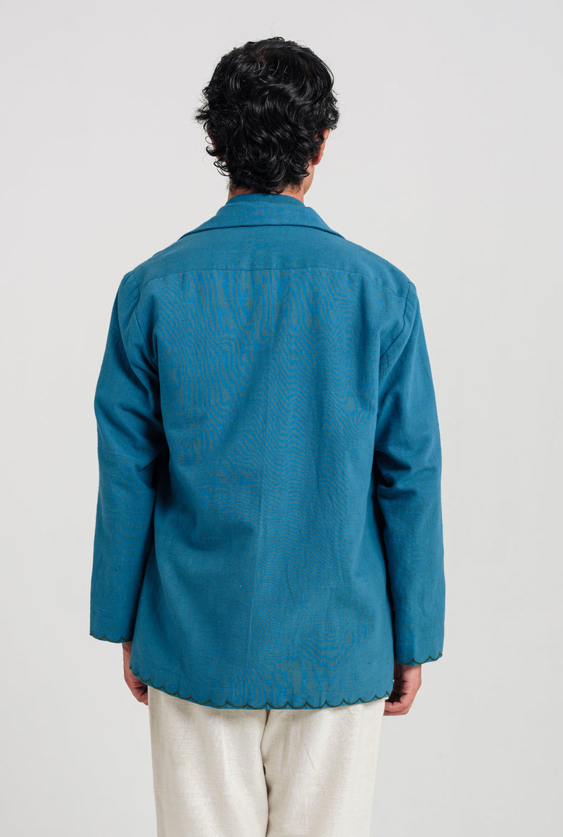 Ether Handloom Men Jacket kala cotton jacket by Jodi Men in blue for men in Singapore