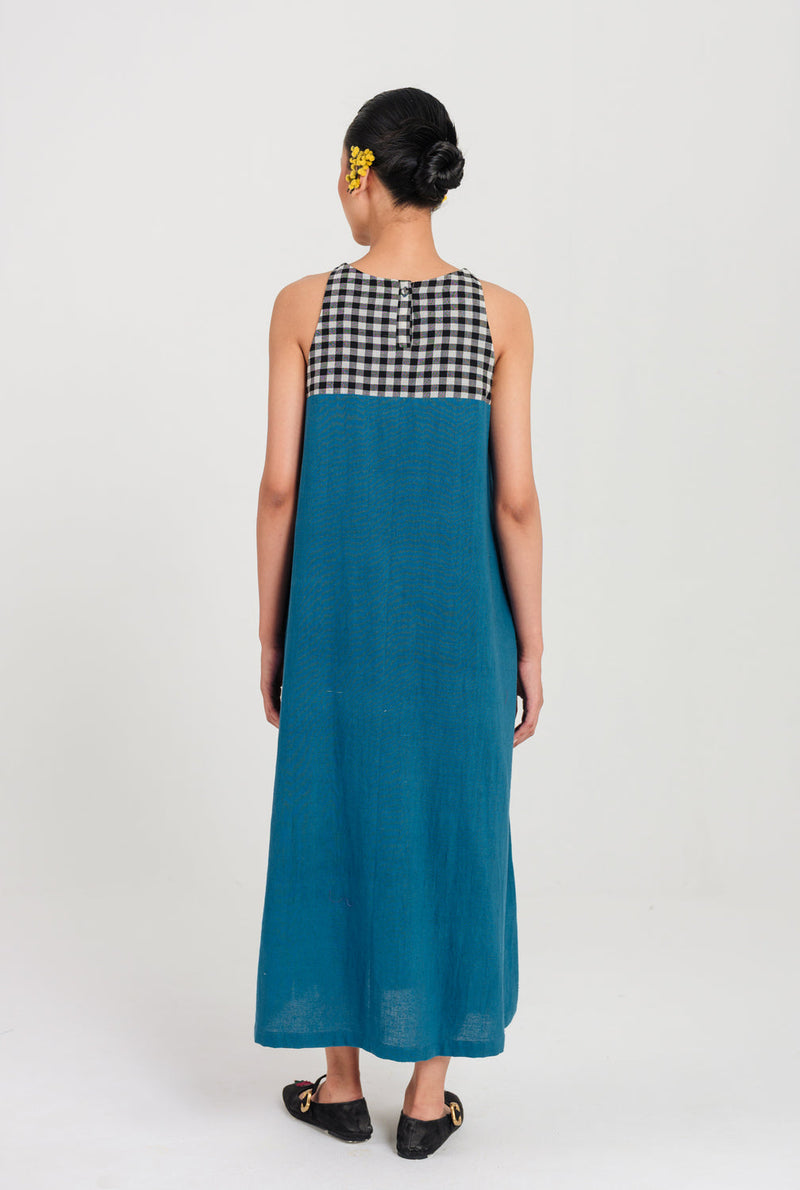 Ether Handloom Dress kala cotton dress by JodiLife in blue for women in Singapore