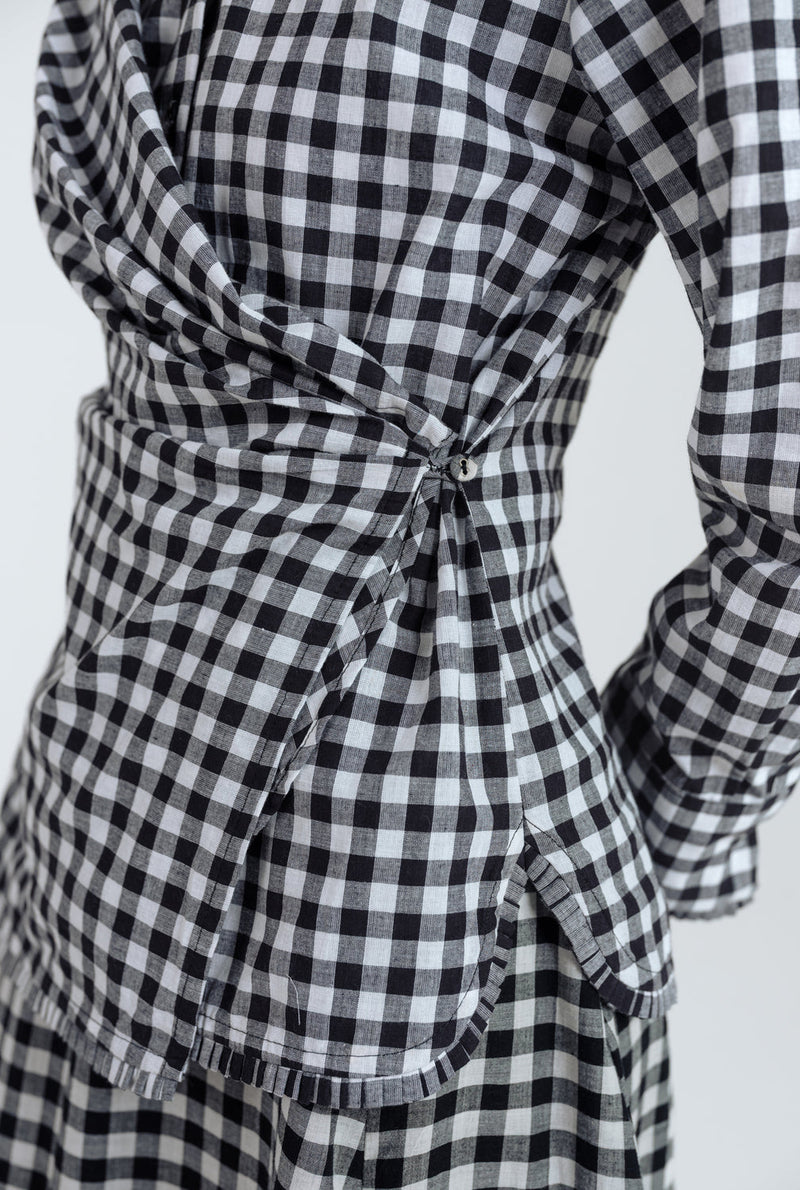 Groove Handloom Wrap Shirt handwoven cotton top/shirt by JodiLife in black, white for women in Singapore