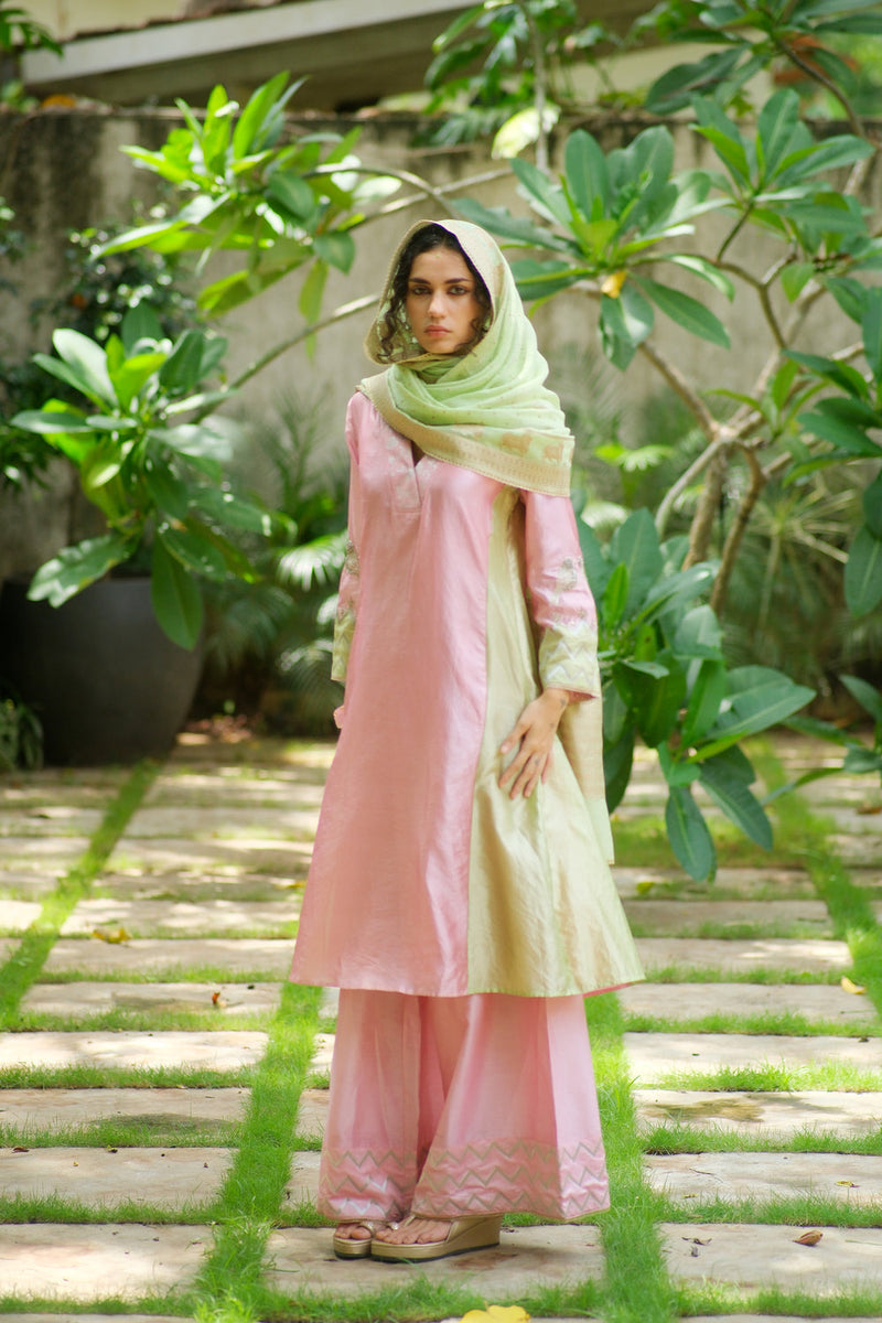 Palash Kurta Set dupion, chanderi silk kurta/kurta set by Myoho in pink for women in Singapore