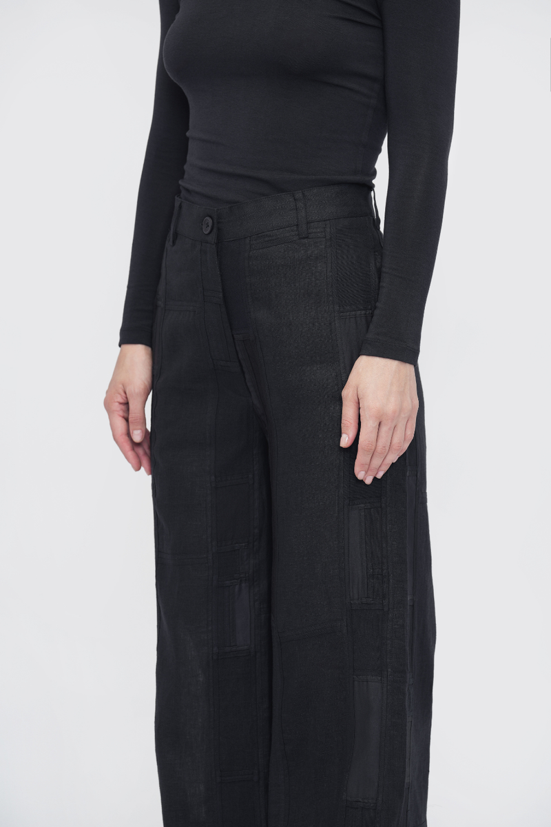 Tenpa Pant patchwork by Turn Black in black color for women in Singapore
