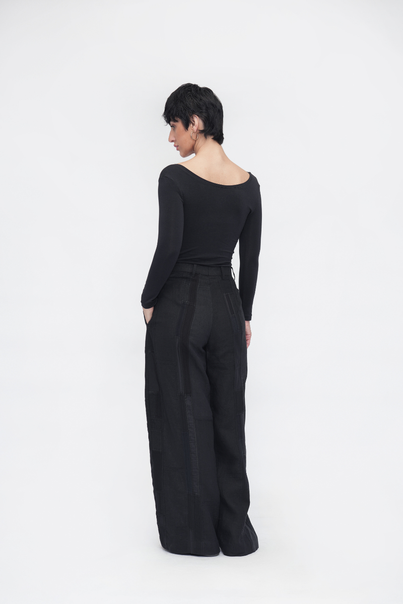 Tenpa Pant patchwork by Turn Black in black color for women in Singapore