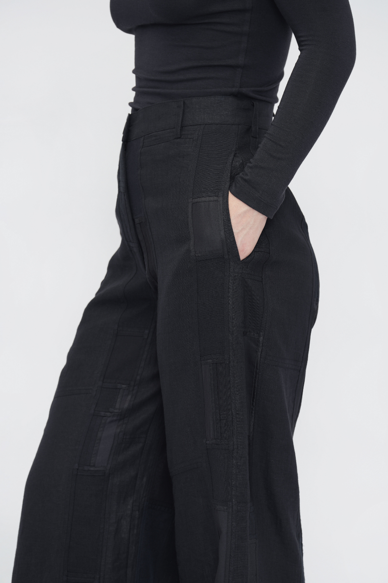 Tenpa Pant patchwork by Turn Black in black color for women in Singapore