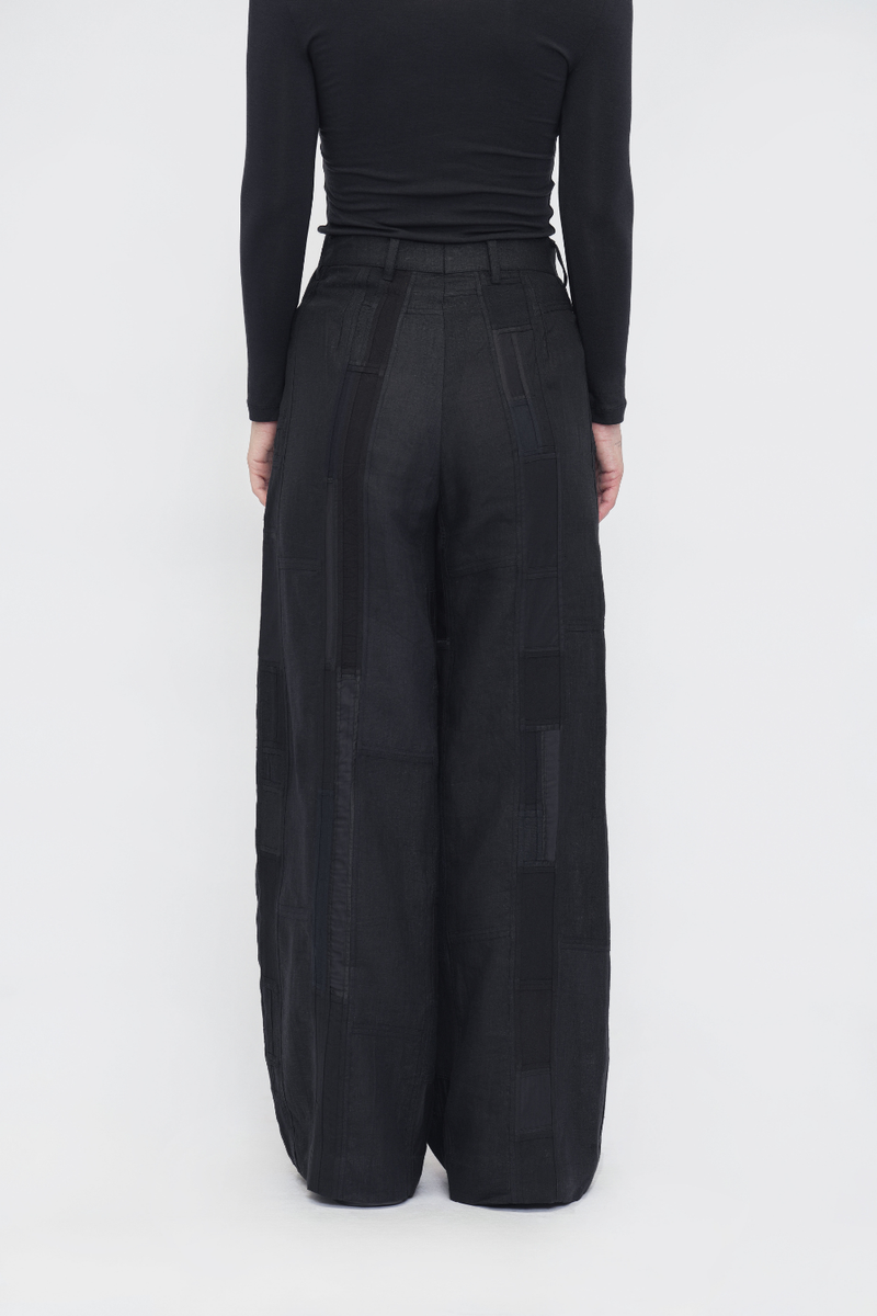 Tenpa Pant patchwork by Turn Black in black color for women in Singapore