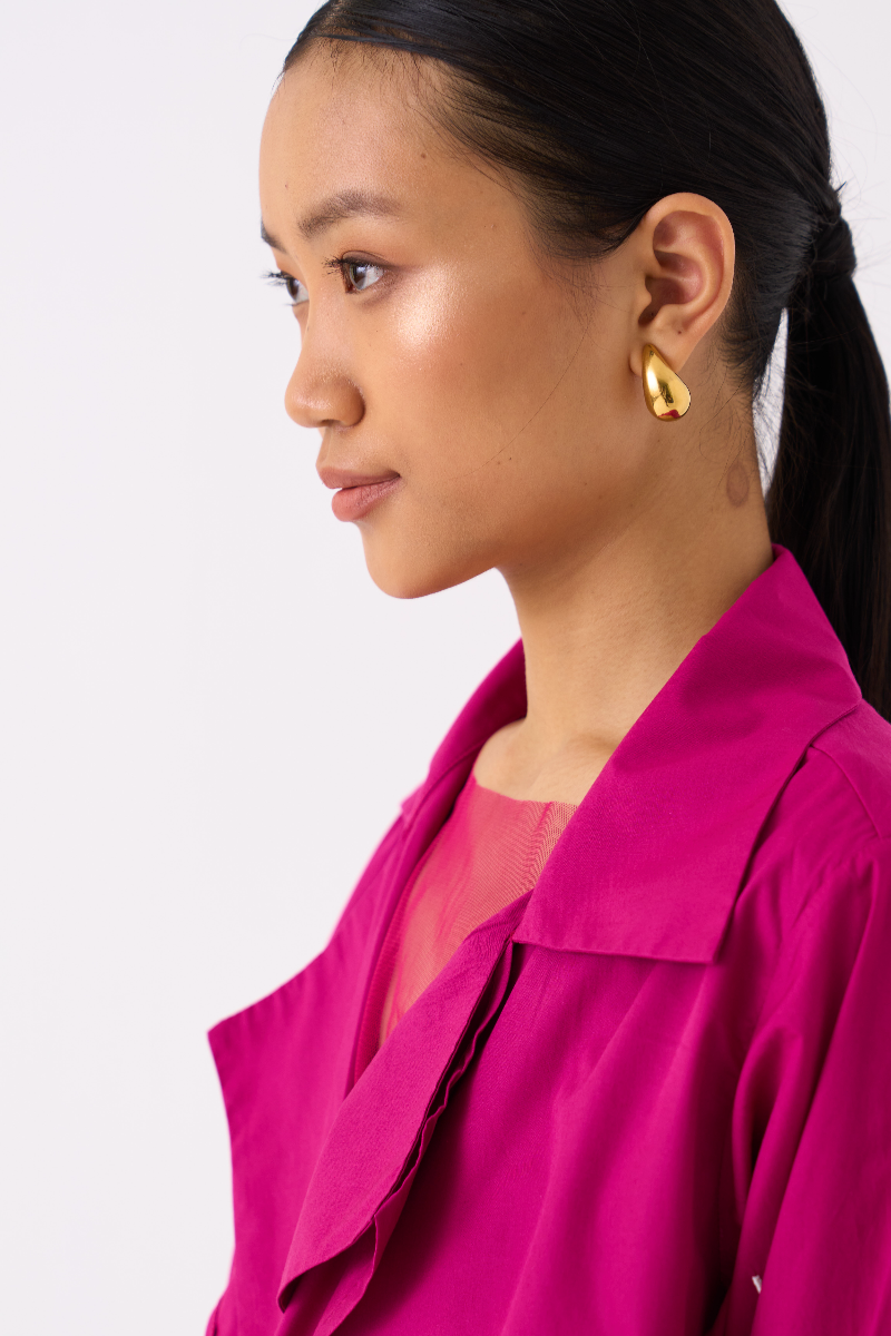 EMB. TIE JACKET CO-ORD 
(SET OF 2)-FUSCHIA poplin by THREE for women in Singapore