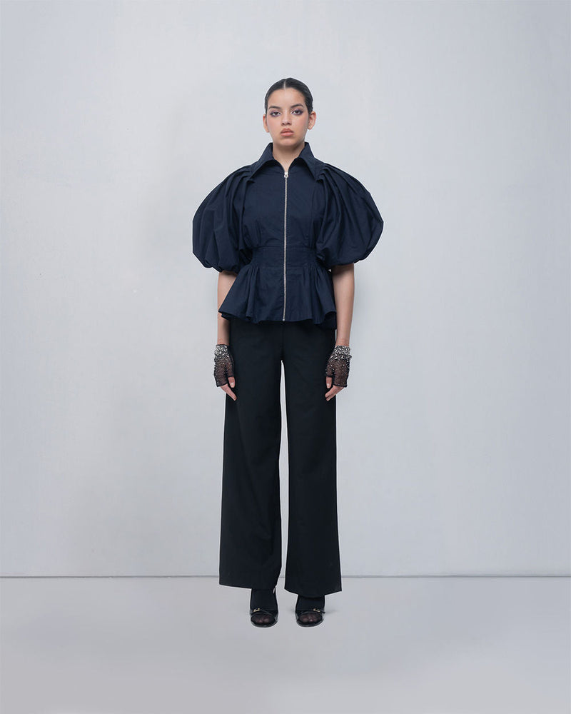 Poppy Top cotton top/shirt by Leh Studios in blue for women in Singapore