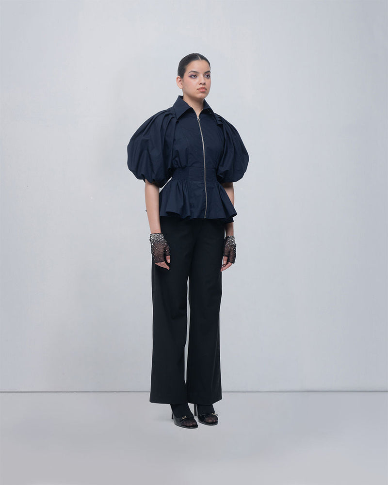 Poppy Top cotton top/shirt by Leh Studios in blue for women in Singapore