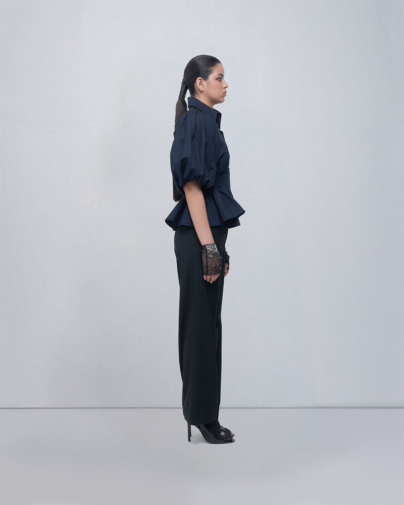 Poppy Top cotton top/shirt by Leh Studios in blue for women in Singapore
