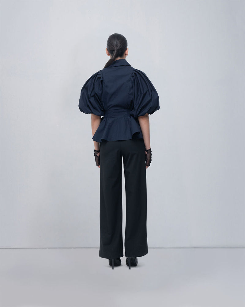 Poppy Top cotton top/shirt by Leh Studios in blue for women in Singapore