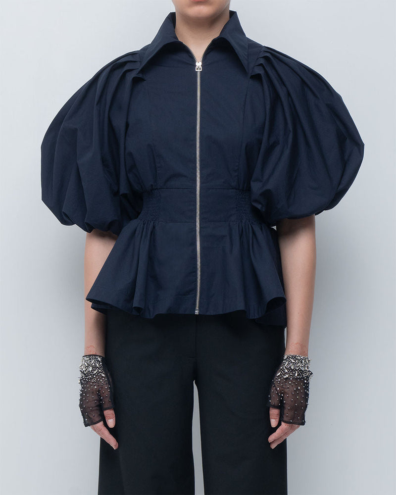 Poppy Top cotton top/shirt by Leh Studios in blue for women in Singapore