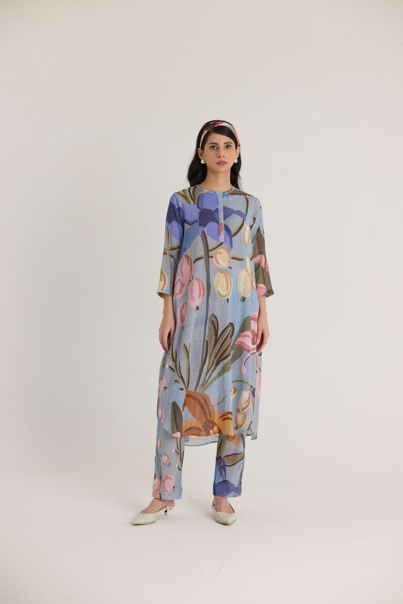 NICO LONG KURTA SET cotton by Yam in blue color for women in Singapore