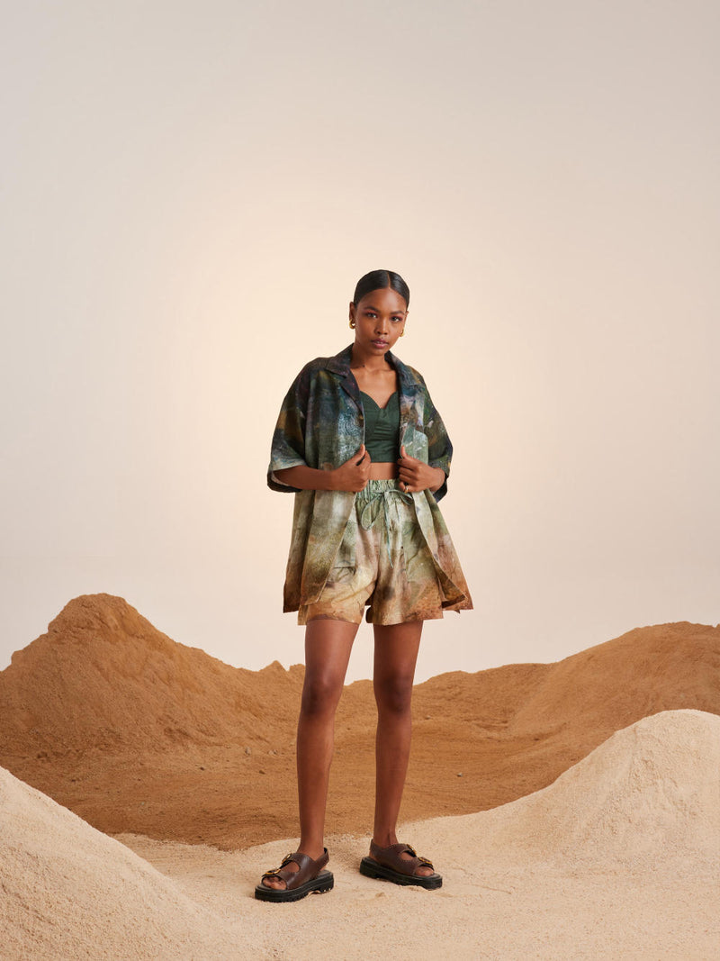 Unisex Oversized Shirt -Underwater linen Top & Tunics,Shirt by CORD for women in Singapore