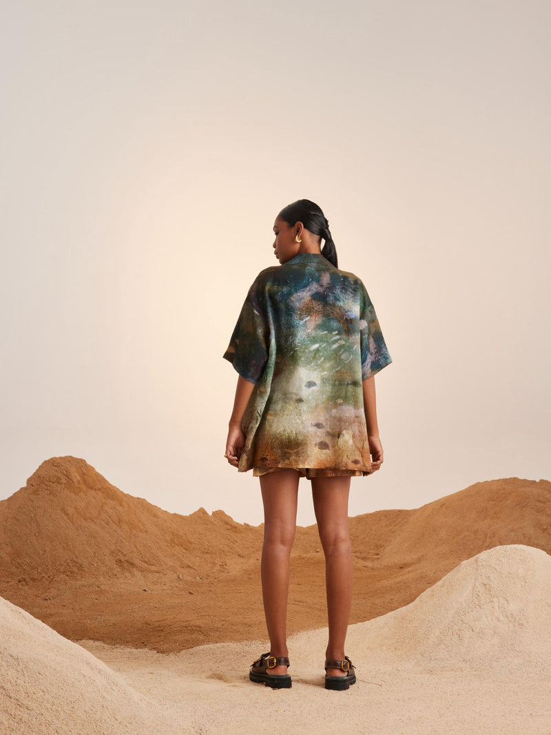 Unisex Oversized Shirt -Underwater linen Top & Tunics,Shirt by CORD for women in Singapore