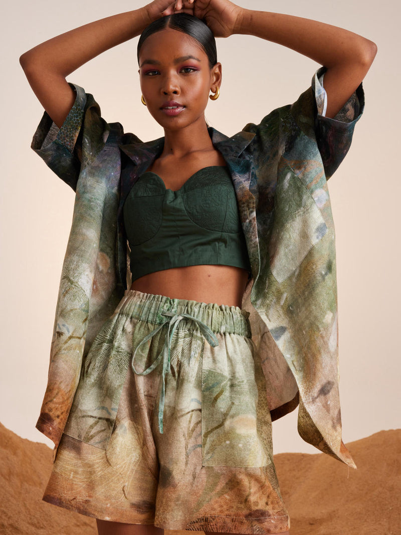 Unisex Oversized Shirt -Underwater linen Top & Tunics,Shirt by CORD for women in Singapore