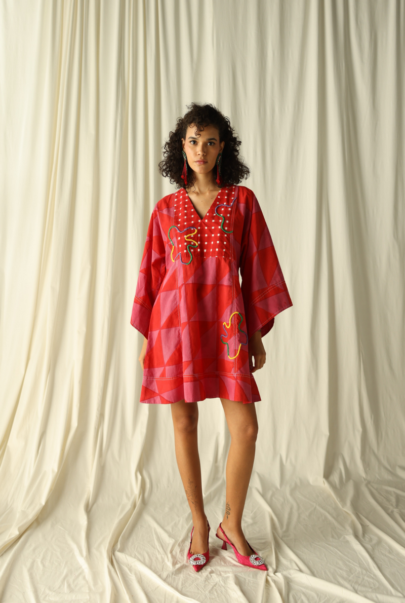 ANDRETTA EMBROIDERED SHIFT DRESS by JodiLife in pink for women in Singapore