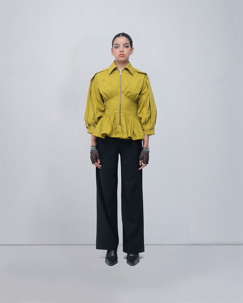 Aiysha Top cotton top/shirt by Leh Studios in green for women in Singapore