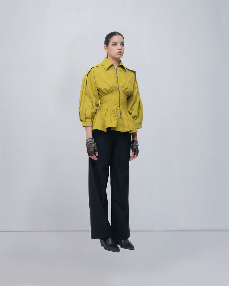 Aiysha Top cotton top/shirt by Leh Studios in green for women in Singapore