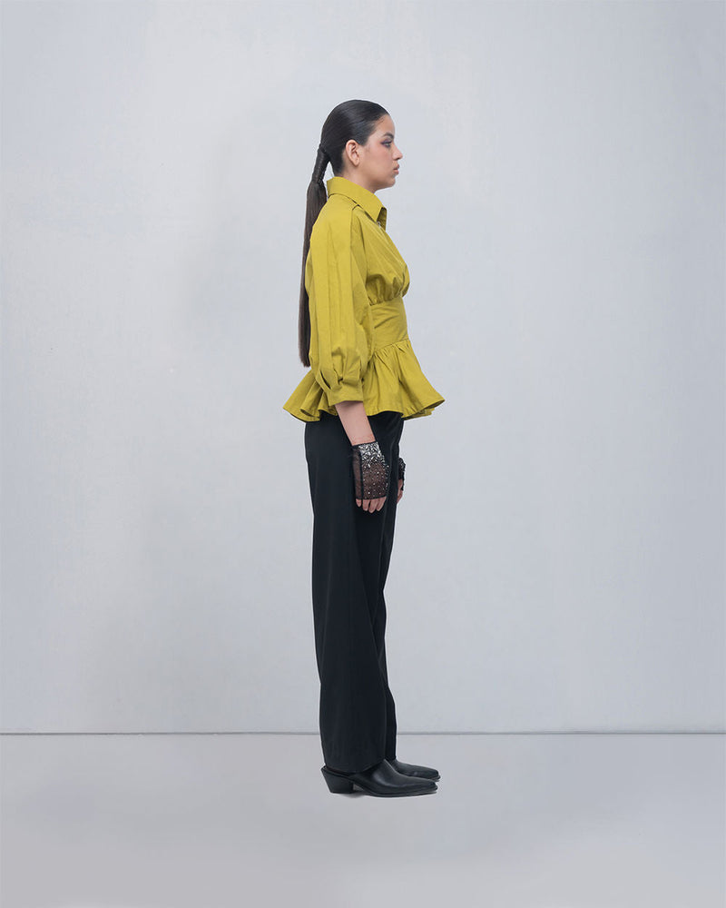 Aiysha Top cotton top/shirt by Leh Studios in green for women in Singapore