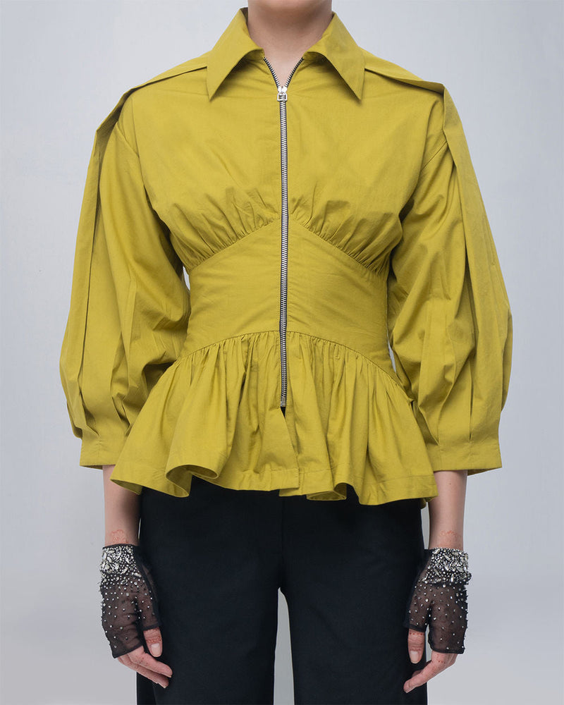 Aiysha Top cotton top/shirt by Leh Studios in green for women in Singapore