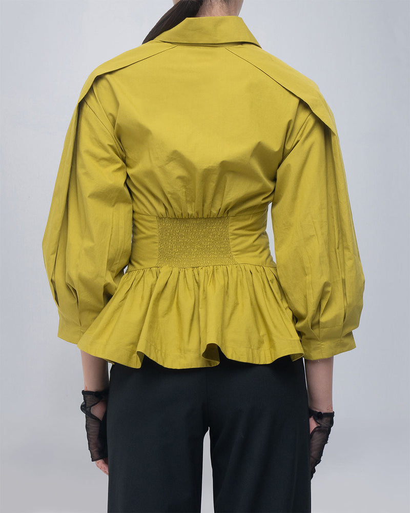 Aiysha Top cotton top/shirt by Leh Studios in green for women in Singapore