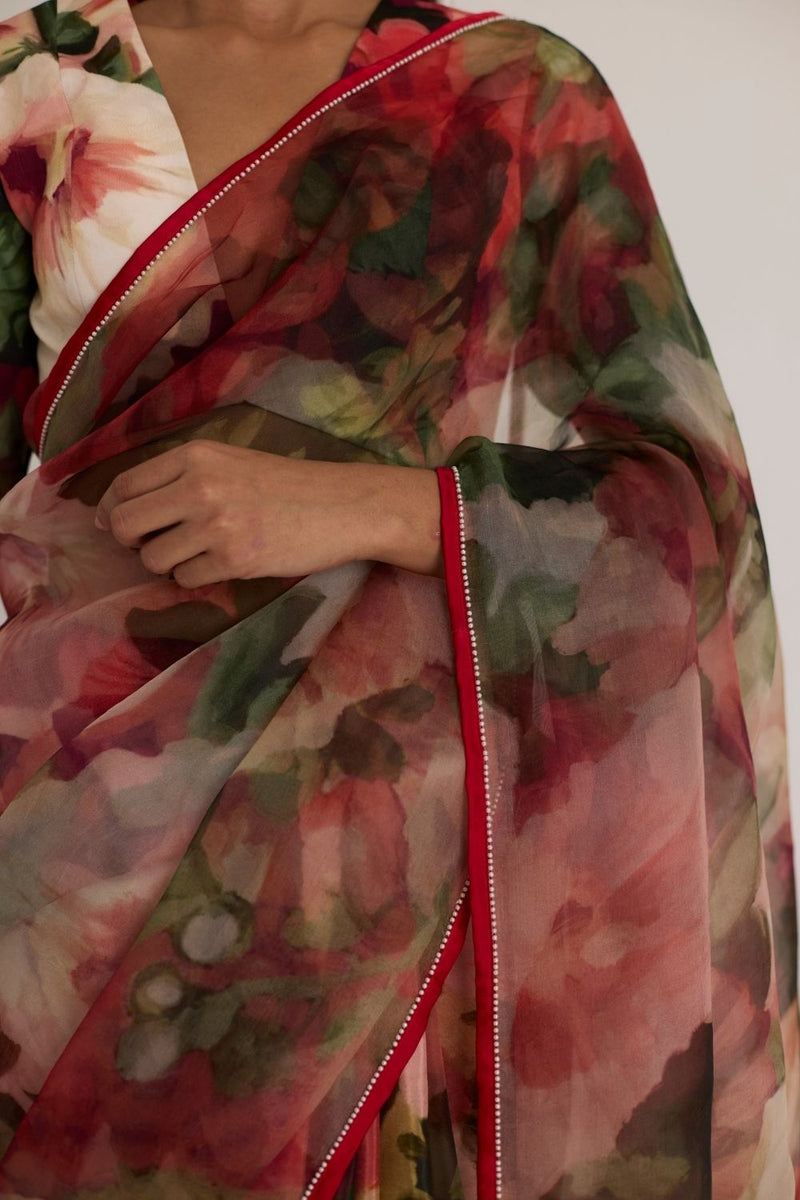 SCARLETT SILK ORGANZA SAREE organza by Yam in multi color for women in Singapore