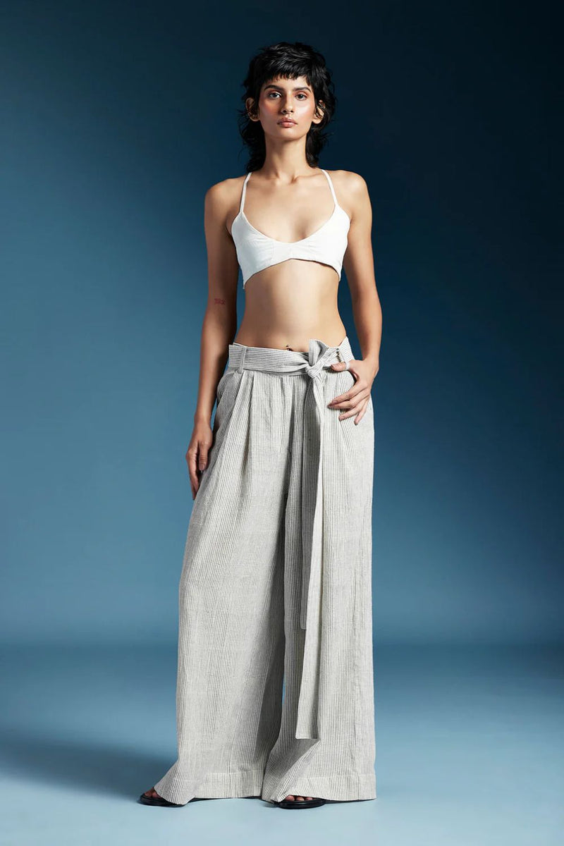 Claire Trousers-Bw Hairline Stripes cotton by Chola for women in Singapore